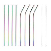 8 Stainless Steel Metal Straws Reusable with 2 Cleaning Brushes Reusable Drinking Accessories for 30oz/20oz Tumblers (Rainbow Color)