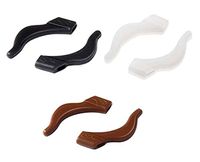 [Black&Brown&White] 3 Pairs Glasses Anti-Slip Holder Soft Ear Hooks for Glasses #01