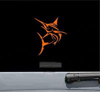 JS Artworks Marlin Jumping Fish Vinyl Decal Sticker (Orange)