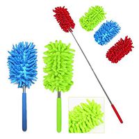 RIBITENS Durable Adjustable Handle Dust Brush Chenille Feather Duster Home Car Cleaning Tool