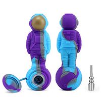 3 in 1 Silicone Honey Straw Astronauts Landing Moon Design 4.9”, Purple/Blue