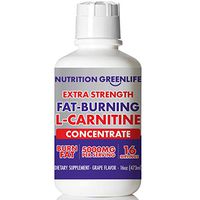 L Carnitine Liquid Extra Strength 5000mg by Nutrition Greenlife (16 fl oz, 16 Servings) Burn Fat & Work Out Longer with Garcinia Cambogia and Artichoke, Grape Flavor