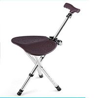 AD Folding Cane Seat Height Adjustable Non-Slip Duty Portable Fishing Rest Stool with LED Light for Elder Parents Gift