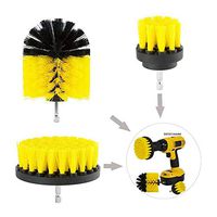 DRILL BRUSH 3 PIECE ALL PURPOSE CLEANING DRILL ATTACHMENT POWER SCRUBBER KITCHEN BATHROOM SURFACES TUB TILE AND GROUT SUPER COMBO CLEANING SET (Yeliow)