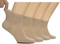 Hugh Ugoli Lightweight Men's Diabetic Ankle Socks Bamboo Thin Socks Seamless Toe and Non-Binding Top, 4 Pairs, Beige, Shoe size: 8-12