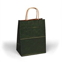 Green Kraft Paper Handle Bags | Quantity: 25 | Width: 5 1/2" Gusset - 3 1/4"
