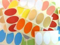 Minilabel 60 Labels , 50X30mm Oval , Removable / Low Tack Adhesive , Mixed Colour Code Stickers