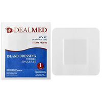 Dealmed Sterile Bordered Gauze Island Dressings, Non-Stick, Latex-Free, 4" x 4" (25/Box, 6/Case)