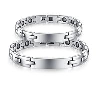 His or Hers Matching Set Couple Titanium Bangle Bracelet Magnetic Simple Korean Style Anti-fatigue in a Gift Box (His)