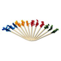 Royal R811W Regular Cellophane-Frill Wood Picks, 2 1/2", Assorted, Box of 100 (Case of 10 Boxes)
