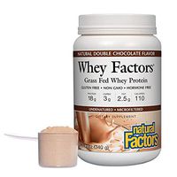 Whey Factors by Natural Factors, Grass Fed Whey Protein Concentrate, Aids Muscle Development and Immune Health, Gluten Free, Double Chocolate, 12 oz (12 servings)