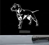 JS Artworks Staffordshire Bull Terrier Vinyl Decal Sticker (White)