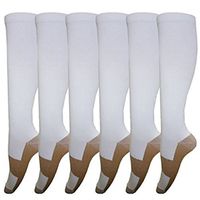 Compression Socks - Premium Design for Men and Women Everyday Use Running Pregnancy Flight & Travel Nursing Best Athletic Fit - Boost Stamina Circulation & Recovery (White/Cu, XXL, 3 Pr)