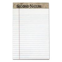 Second Nature Recycled Pads, Lgl/Margin Rule, 5 x 8, White, 50 Sheets, Dozen, Sold as 2 Dozen
