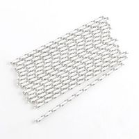 "Sippers" Polka Dot Metallic Print Paper Straws Silver