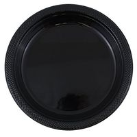 JAM PAPER Round Plastic Party Plates - Large - 10 1/4 inch - Black - 20/Pack