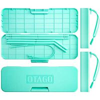 OTAGO Reusable Collapsible Silicone Straws with Travel Case Set of 9, BPA Free for Kids,Long 8.6 Inch Straw Drinking Reusable fit 20 24 oz Water Bottle,Family Pack 2 Straight+ 2Bent+ 2Brushes+3Case