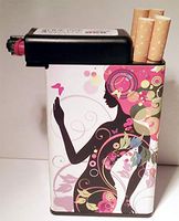 Cigarette Case Butterfly Butterflies Girl Built On Lighter Holder box Kings 100's ryo