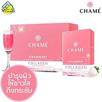 CHAME Premium Collagen White Strawberry Helps Skin Smooth, Anti-Aging Drink Mix 1 Box = 10 Sachets Free-Shipping