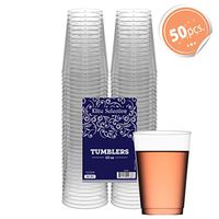 Clear Disposable Plastic Cups 10 Oz. Pack Of (50) Fancy Hard Plastic Cups - Party Accessories - Wedding - Cocktails- Tumblers
