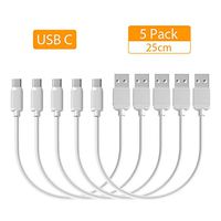 JAYEE Short USB C Kabel Mini Type C Charging Cable (25cm) USB to Type C Cable for Charging Station Power Bank Samsung Galaxy S9 / S8 / Note 9 / Note 8 / Huawei P20 / P10, OnePlus (5 Pieces, White)