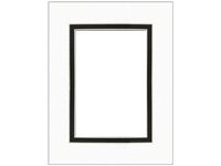 PA Framing Double Photo Mat Board, Pre-cut Framing Mat - White Core, Black/Black, 8"x10" (Frame), 5"x7" (Photo)