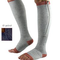 Zipper Medical 15-20 mmHg Compression Socks for Women and Men, Knee High Open Toe Firm Support Graduated Varicose Veins Hosiery for Edema Swollen Nurses Pregnancy Recovery,XXL