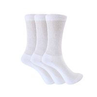 Diabetic Crew Socks with Non Binding Top Cushion Dress Socks Made in USA (10-13, White, 3 Pairs)
