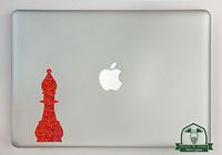 Bishop Chess Piece Specialty Vinyl Decal Sized to Fit A 15" Laptop - Red Metal Flake