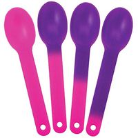 XL Color Changing Plastic Spoons - Changes From Pink to Purple - Changes Color When Cold! Extra Durable Birthday Party Spoons - Frozen Dessert Supplies - Made in USA! 25 Count