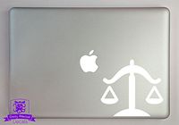 Overly Attached Decals Scales of Justice Vinyl Decal Sized to Fit A 13" Laptop - White