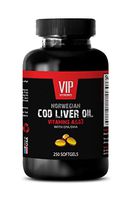 Norwegian COD Liver Oil with Vitamins A & D3/EPA & DHA - Brain Blood Flow - 1 Bottle 250 Softgels