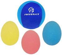 Freegrace Hand Grip Strengthening Stress Relief Squeeze Balls/Squishy Ball Bundle - Hand Exercise & Therapy Set - Great for Kids, Adults & Elders - Physical Rehabilitation (3 Eggs + 1 Ball)