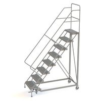 Tri-Arc UKDEC108242 U-Design Configurable 8-Step Forward Descent Incline Rolling Ladder with 24" Wide Grip Strut Tread