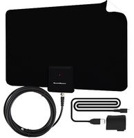 Supreme Amplified Boostwaves Razor 60 HDTV Indoor Flat Leaf Antenna with RG6 Cable. Cut The Cable Cord get up to 60 HDTV Channels for Free