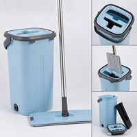 JYKJ Household Flat Mop With Mop Bucket Household Hands-free Screw Floor Cleaning Mop Kitchen Floor Cleaning Microfiber Mop With Self-cleaning System Set