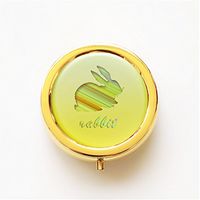 RhyNSky Animal Rabbit Mini Portable Pocket Pill Box Case Holder for Purse, 3 Compartments, Gold, FG36