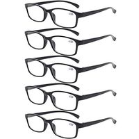 Reading Glasses 5 Pairs Quality Readers Spring Hinge Vintage Glasses for Reading for Men and Women (5 Pack Black, 5.0)