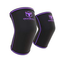 Elbow Sleeves 5mm (1 Pair) - High Performance Elbow Sleeve Support for Weightlifting, Weight Training & Powerlifting - Best Compression Straps - for Men and Women (Large, Black/Purple)