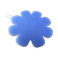 Braceus Creative Flower Silicone Dishwashing Sponge Cleaning Scrubber Brush Kitchen Tool (Blue)