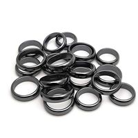 Morchic Hematite Stone Plain Band Rings for Womens Mens Unisex, Anxiety Balance Root Chakra 6mm Thick (Pack of 20 Pcs Mixed Size)