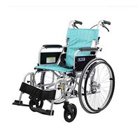 FXNN Transport Wheelchair Hand-Push Wheelchair - Handbrake Design Adjustable Armrests Home Care Aluminum Alloy Trolley Suitable for Elderly Patients with Disabilities Walker (Color : Color Mixing)