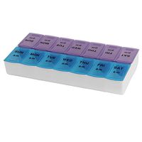 uxcell Words Printed Double Row Tablet Pill Medicine Case Box Weekly Storage Holder