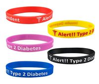 Rinspyre 5 Pack - Diabetes Type 2 Insulin Dependent Silicone Bracelet Wristbands