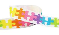 Q-YO 7/8" 5yd Autism Prints Grosgrain Ribbon for Crafts, Gift Wrapping, Cheer Bows, Pony Streamers …