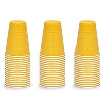 DecorRack 60 Party Cups, 12oz Reusable Disposable Soda Cups for Birthday Party, Bachelorette, Camping, Indoor Outdoor Events, Beverage Drinking Cups, Round -BPA Free- Plastic Cups, Yellow (60 Pack)