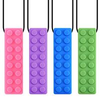 Accmor 4 Pack Sensory Chewing Necklace for ADHD, Teething, Autism, Biting, Oral Motor Chewy Stick/Tube Toy Jewelry for Boys, Girls, Adults, Toddlers(Blue, Green, Purple, Pink)