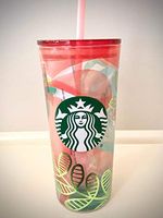 Starbucks 2020 Spring Limited Edition Floral Glass Cold Cup With Straw, 18 Fl Oz