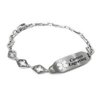 My Identity Doctor - Ladies Medical Alert Bracelet with Engraving - 316L 6mm Steel Cross - White - Wrist Size 8 Inch
