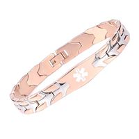 Fashion Flying Fish Stainless Steel Rose Tone Medical Alert id Bracelets with Free Engraving(7.5)